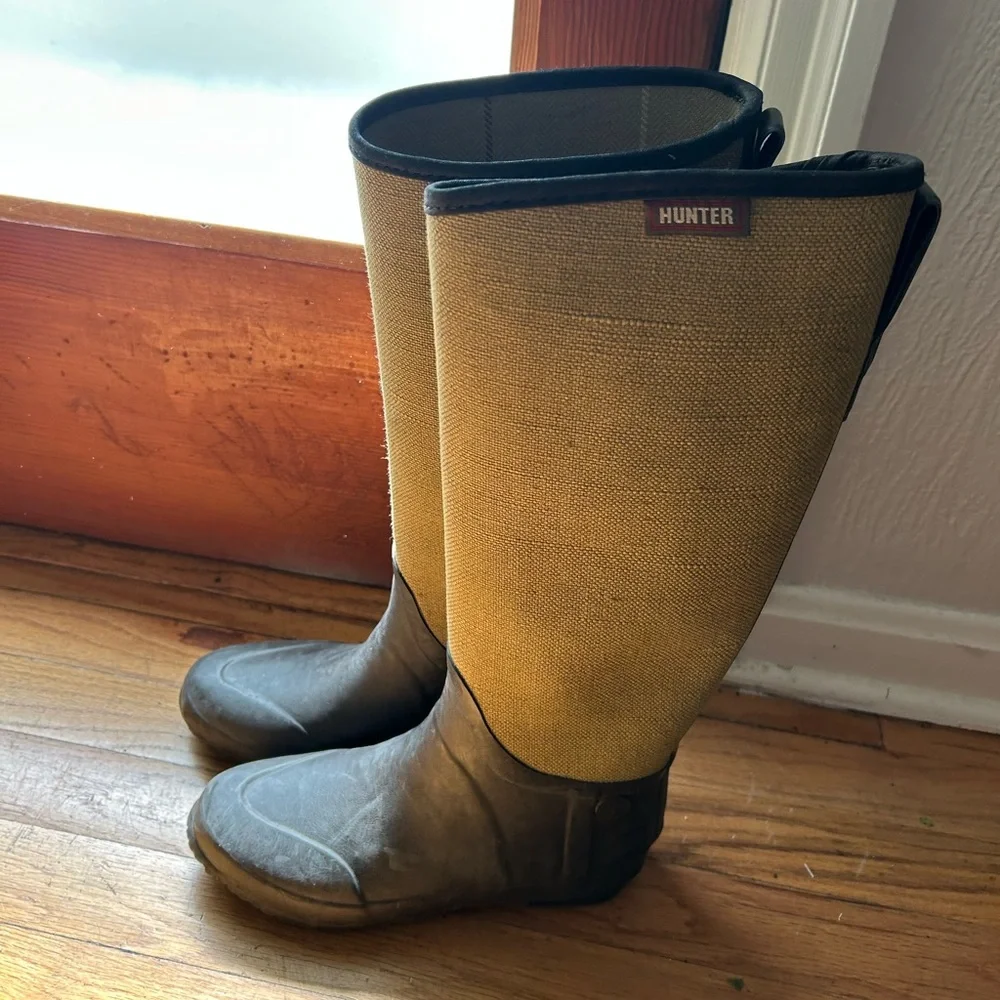 Hunter canvas & rubber green boots 39/7 gently worn RARE MODEL / Vintage 8.5 US - Picture 7 of 7